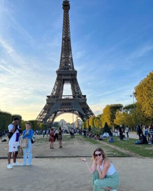 Hannah Anderson Instagram - Happy New Year! Some highlights.
1) first garden!
2) time with my nephew and fam
3) snuggling new nugget nephew 
4) trying so hard to hold the Eiffel Tower in my hand and really not nailing it
5) the greatest mousse of my life? Recommended by @hanneke.talbot 
6) drinking champagne in the rain in Paris with my ❤️
7) hiking at Lake Louise 
8) another trip home with family :)
Not pictured: all of the very hard melt down moments of 2022 where I needed my friends and family to help put me back together and keep moving forward. Love to you all and here’s to another hard and beautiful year!