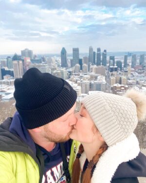 Hannah Bamberg Instagram - Bestie and I in Montreal❄️
We hiked a million stairs to get to this spot. It’s called Mount Royal - If your traveling to Montreal I highly recommend this place. Just be prepared to walk up the worlds BIGGEST stairs in freezing cold weather🥶 We are very thankful for our @lululemon beanies for keeping us warm🥰
#montreal #pilotswife #mountroyal #travelcouple