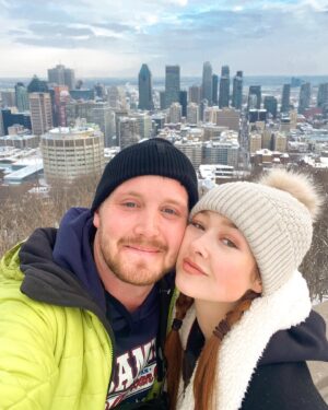 Hannah Bamberg Instagram - Bestie and I in Montreal❄️
We hiked a million stairs to get to this spot. It’s called Mount Royal - If your traveling to Montreal I highly recommend this place. Just be prepared to walk up the worlds BIGGEST stairs in freezing cold weather🥶 We are very thankful for our @lululemon beanies for keeping us warm🥰
#montreal #pilotswife #mountroyal #travelcouple