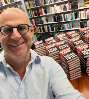 Harlan Coben Instagram - Signing copies of THINK TWICE at my publisher’s office today.  Release date May 14th, twelve days away. 📚😀📕
Available in hardcover, ebook, audio on that day. Details and preorder at harlancoben.com