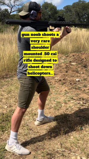 Harley Morenstein Instagram - I had barely fired anything before this day and then I ended up trying out a shoulder mounted .50 cal designed for shooting down helicopters