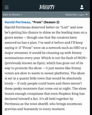 Harold Perrineau Instagram - What a nice surprise @variety  Thank you 🙏🏾🙏🏾 guess it’s as good a time as any to tell you we have an all new episode this Sunday only on @mgmplus #FROMily @fromonmgm (and a short note to say without the writers, I would’ve had no words to say #wgastrong )