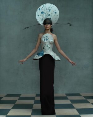 Harris Reed Instagram - I have never been so proud of a Harris Reed show, 6 months of work, hundreds and hundreds of hours of hand painted and hand embroidered deadstock wallpaper soaked, sponged and reworked into Fluid Demi Couture, for my 7th season, entitled Shadow Dance.
There are no words to express my deepest gratitude to my Harris Reed team for the sleepless nights and toiles and toiles that we had to make to make these dramatic silhouettes come together!

A massive thank you to @fromentaldesign and @timpbutcher for allowing me to access their archive and find these treasures to bring them back to life with your incredible help!

Shadow Dance 
@Harris_reed February 2024
Make-Up Look designed by @sofiatilbury using @charlottetilbury 
Hair @alipirzadeh @streetersagency in collaboration with @dysonhair @dysonhairpro 
Nails @manicuredbysimone with Sweet Squared @lovecnd @swwtsquared.nails
Styling @harry_lambert @bryantartists
Casting @nachumshonn
Movement Direction @simon.donnellon @sweetsquared.nails 
String Quartet Ian Burdge, Warren Zielenski, Zahra Benyounes, Bruce White
Production @family.ltd
Archive fabrics from @fromentaldesign
Footwear Harris Reed X @rokeratelier 
Millinery in collaboration with @viviennelake_
Press @dhpr_london
Imagery @marc_hibbert @artworld.agency
With thanks 
to @royalsalute @lexusuk