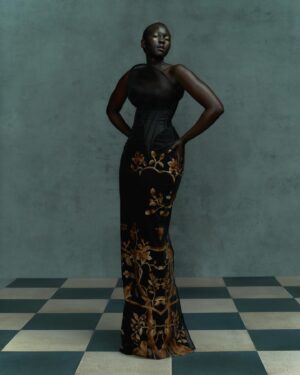 Harris Reed Instagram - I have never been so proud of a Harris Reed show, 6 months of work, hundreds and hundreds of hours of hand painted and hand embroidered deadstock wallpaper soaked, sponged and reworked into Fluid Demi Couture, for my 7th season, entitled Shadow Dance.
There are no words to express my deepest gratitude to my Harris Reed team for the sleepless nights and toiles and toiles that we had to make to make these dramatic silhouettes come together!

A massive thank you to @fromentaldesign and @timpbutcher for allowing me to access their archive and find these treasures to bring them back to life with your incredible help!

Shadow Dance 
@Harris_reed February 2024
Make-Up Look designed by @sofiatilbury using @charlottetilbury 
Hair @alipirzadeh @streetersagency in collaboration with @dysonhair @dysonhairpro 
Nails @manicuredbysimone with Sweet Squared @lovecnd @swwtsquared.nails
Styling @harry_lambert @bryantartists
Casting @nachumshonn
Movement Direction @simon.donnellon @sweetsquared.nails 
String Quartet Ian Burdge, Warren Zielenski, Zahra Benyounes, Bruce White
Production @family.ltd
Archive fabrics from @fromentaldesign
Footwear Harris Reed X @rokeratelier 
Millinery in collaboration with @viviennelake_
Press @dhpr_london
Imagery @marc_hibbert @artworld.agency
With thanks 
to @royalsalute @lexusuk