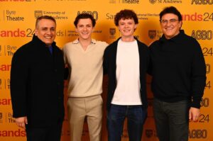 Harry Holland Instagram - Such a pleasure screening Last Call at @sandsiff an incredibly special festival. Always wonderful catching up with @therussobrothers thank you for your support lads. A little throwback on the end of me distracting you both before a big explosion on Cherry…