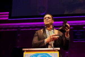 Harry Lennix Instagram - It was such an honor to receive the Samuel H. Scripps Award for Extraordinary Artistic Achievement. A huge thank you to Theatre for a New Audience for this award and to the incredible #JulieTaymor for presenting it.