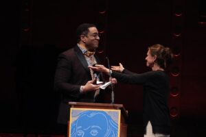 Harry Lennix Instagram - It was such an honor to receive the Samuel H. Scripps Award for Extraordinary Artistic Achievement. A huge thank you to Theatre for a New Audience for this award and to the incredible #JulieTaymor for presenting it.