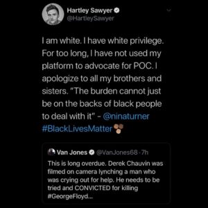 Hartley Sawyer Instagram - #BlackLivesMatter