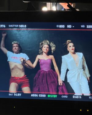 Haviland Stillwell Instagram - “Literal Nightmare” behind the scenes, a short film that I wrote with @reedstillwell , who also directed 🌟 Such a gift to have @aurorasexton   @officialjohnmason as my co-stars, and @carpe.lux.rowan as DP, who produced it with Reed and me and @queercrewlove - A Team Stillwell/One Match Fire Co-production, approved by SAG-AFTRA. 💪 We are do proud that 100% of our cast and crew is LGBTQ. 🙌 Thanks @celestecassidy1 1st AC, @calla.d.reyes sound, @alanesque121 key grip, @taylor_balfour Gaffer, @thebeedavies Assoc Producer, and @amy_e_rowell23 @el_adriangonzalez for all the support!!! (And special thanks to family —> this custom t-shirt that @jreezie80 whipped up and vintage gown designed by @cscasting and @easonmaureen in the 1980s that i have wanted to wear on cam for forever!) Now into post - so excited to have @spygiselle as our editor and @mattzarley on original music! Let’s go, independent filmmaking! 

#filmmaking #filmmakers #bts #femalefilmmakers #behindthescenes #queerfilm #coolshots #actorlife #actress #nonbinarydirector #darkcomedy #film #havilandstillwell #aurorasexton #johnmason #literalnightmare #femalelead