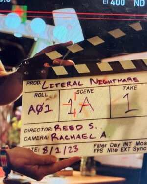 Haviland Stillwell Instagram - “Literal Nightmare” behind the scenes, a short film that I wrote with @reedstillwell , who also directed 🌟 Such a gift to have @aurorasexton   @officialjohnmason as my co-stars, and @carpe.lux.rowan as DP, who produced it with Reed and me and @queercrewlove - A Team Stillwell/One Match Fire Co-production, approved by SAG-AFTRA. 💪 We are do proud that 100% of our cast and crew is LGBTQ. 🙌 Thanks @celestecassidy1 1st AC, @calla.d.reyes sound, @alanesque121 key grip, @taylor_balfour Gaffer, @thebeedavies Assoc Producer, and @amy_e_rowell23 @el_adriangonzalez for all the support!!! (And special thanks to family —> this custom t-shirt that @jreezie80 whipped up and vintage gown designed by @cscasting and @easonmaureen in the 1980s that i have wanted to wear on cam for forever!) Now into post - so excited to have @spygiselle as our editor and @mattzarley on original music! Let’s go, independent filmmaking! 

#filmmaking #filmmakers #bts #femalefilmmakers #behindthescenes #queerfilm #coolshots #actorlife #actress #nonbinarydirector #darkcomedy #film #havilandstillwell #aurorasexton #johnmason #literalnightmare #femalelead