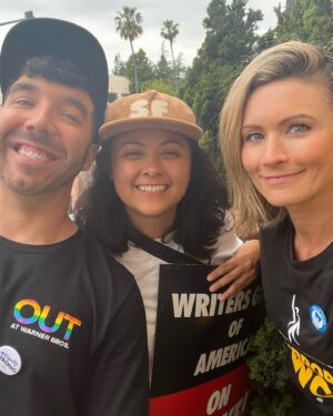 Haviland Stillwell Instagram - One movement, one line. 
More stepping. So many friendly faces. Solidarity, of course, and hanging In there together. Thx @wireimage and @gettyimages for sending folks out to document. Thx to everyone for showing up for yourselves, your career, and this business that we love. #sagsupportswga #wgastrike #unionstrong #wga #hollywood #pride #summer2023 #aea #equity #actorsequity