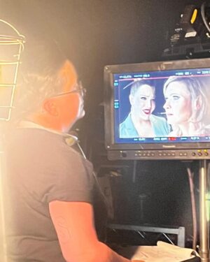 Haviland Stillwell Instagram - “Literal Nightmare” behind the scenes, a short film that I wrote with @reedstillwell , who also directed 🌟 Such a gift to have @aurorasexton   @officialjohnmason as my co-stars, and @carpe.lux.rowan as DP, who produced it with Reed and me and @queercrewlove - A Team Stillwell/One Match Fire Co-production, approved by SAG-AFTRA. 💪 We are do proud that 100% of our cast and crew is LGBTQ. 🙌 Thanks @celestecassidy1 1st AC, @calla.d.reyes sound, @alanesque121 key grip, @taylor_balfour Gaffer, @thebeedavies Assoc Producer, and @amy_e_rowell23 @el_adriangonzalez for all the support!!! (And special thanks to family —> this custom t-shirt that @jreezie80 whipped up and vintage gown designed by @cscasting and @easonmaureen in the 1980s that i have wanted to wear on cam for forever!) Now into post - so excited to have @spygiselle as our editor and @mattzarley on original music! Let’s go, independent filmmaking! 

#filmmaking #filmmakers #bts #femalefilmmakers #behindthescenes #queerfilm #coolshots #actorlife #actress #nonbinarydirector #darkcomedy #film #havilandstillwell #aurorasexton #johnmason #literalnightmare #femalelead