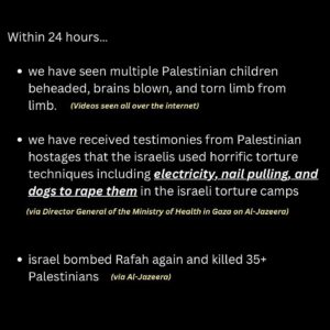 Hāwane Rios Instagram - Repost @our.moral.imperative 

Repost from @our.moral.imperative
•
I had to remove myself from social media today. It’s hard to believe that I could be stunned by the horrific actions of the IDF, but the inhumanity has no boundaries.

If, after this, you still won’t call for @potus to end the genocide that we’re funding with our tax dollars, if after this he does nothing except espouse his “ironclad support” for Israel and the continued wanton and unchecked violent genocide of the Palestinian people- if after all of that you want to tell me to vote for Biden???

I’m beyond sickened and repulsed. I don’t even know the words right now. I don’t know how to describe the competing feelings that today has brought.

Humans are fucking evil.
.
.
.
Via @nowinpalestine 

Imagine that zionists will read these stories and not bat an eye. Imagine that corporate media will see these stories and decide to not report on them. 

Disclaimer: the in-video is translation is accurate, the words he used was “in a nazi and sadistic method never seen before in history, they used trained dogs to perform sadistic sexual assault on the captives”. 

The Arabic explicit word for ‘rape’ was not mentioned in this 1 minute clip. The Arabic word فاحشة (fahisha) was used, which is a more umbrella term for illegal sexual activity (can include rape). 

An Al Jazeera article has however reported on this story using the specific word for “rape” more than once in that article.

You might question if we’re all reading the same words, we are… they just somehow do not care. The devil himself would be repulsed