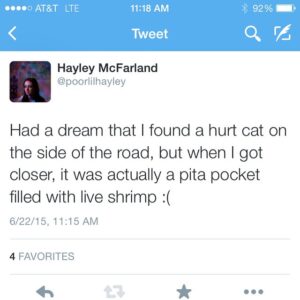 Hayley McFarland Instagram - 🐱🍤😕