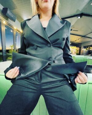 Hayley Sproull Instagram - I was trying to find the best angle to show off this Karen Walker tux. I think I found it. #classy #assy