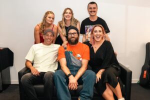 Hayley Sproull Instagram - Pics or it didn’t happen 🤩🎭✨ 

We loved celebrating Fletch & Vaughan’s 20 year anniversary at the beautiful Civic Theatre 🫶

Also yes Hayley is holding exactly what you think 🍆👀

(Don’t worry Christchurch pals, pics to come 🤩)

📸: @beanstalk.cr