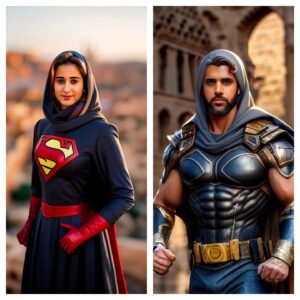 Hazar Deniz BG Instagram - Eşim @hdbgpictures ile Mardinli Süper Kahramanlar olduk. 🤣🙃🙃 #couple #super #heroes #mardin #hazardenizbg #melekdüşbg
