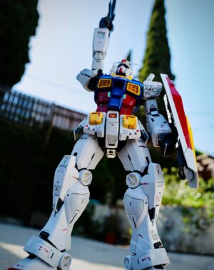 Heather Anne Campbell Instagram - I've applied all the stickers and installed the lighting gimmick. Not gonna do panel lining, I like the way he looks now. So: My Perfect Grade Unleashed Gundam RX-78-2 is finished.