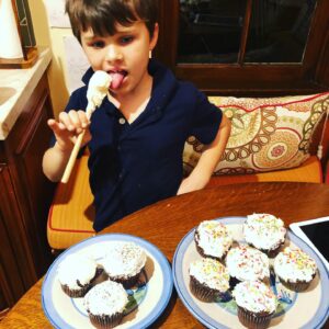 Heather Tom Instagram - #cupcakes and #pizza  #chicken and fennel #pesto -#meatza -#margarita and #chocolate with #vanilla #frosting #yummy #yummyinmytummy #guiltypleasure #quarantine #cooking #cookingwithkids #love