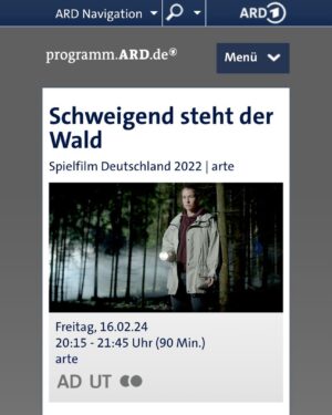 Henriette Confurius Instagram - 🌟📺 Endlich ist es so weit: Ein TV-Moment, auf den wir alle gewartet haben! Nach 8 Jahren leidenschaftlicher Arbeit freuen wir uns riesig, die FREE-TV-PREMIERE von „Schweigend steht der Wald“ anzukündigen! Am 16. Februar um 20:15 Uhr auf @arte.tv – dieser Film ist nicht nur ein Projekt, sondern ein Teil von uns, der endlich die heimischen Bildschirme erreicht. 

Seid live dabei, wenn Henriette Confurius als Anja Grimm, Noah Saavedra als Rupert Gollas, Robert Stadlober als Konrad Dallmann und August Zirner als Gustav Dallmann brillieren.  

Unter der Regie von Saralisa Volm und dem Drehbuch von Wolfram Fleischhauer, basierend auf seinem gleichnamigen Roman. 

Regie Saralisa Volm  
Drehbuch Wolfram Fleischhauer 
Produzent*in Saralisa Volm, Ingo Fliess  
Bildgestaltung Roland Stuprich  
Szenenbild Renate Schmaderer   
Kostümbild Teresa Grosser    
Maskenbild Stefanie Heiss   
Montage Daniel Kundrat  
Musik Malakoff Kowalski  
Originalton Marc Parisotto  
Tongestaltung Niklas Kammertöns (bvft)  
Mischtonmeister Hubertus Rath  
Casting Stephanie Maile  

Eine Produktion der POISON in Ko-Produktion mit IF...PRODUCTIONS, dem Bayerischen Rundfunk, dem Hessischen Rundfunk, dem Saarländischen Rundfunk und in Zusammenarbeit mit Arte, gefördert von FFF Bayern, BKM und DFFF. 

Verpasst dieses große Fernsehereignis nicht! Den Link zur Mediathek findet ihr nach der Premiere in unserer Bio.  

#SchweigendStehtDerWald #MustSeeTV #POISON #FilmProduction #Arte #TVPremiere #thesilentforest #mysterythriller #drama #poisonberlin #henrietteconfurius #robertstadlober #noahsaavedra #augustzirner #femalefilmmakers #femaledirector #poisonberlin