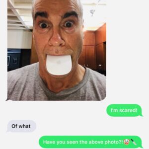 Henry Rollins Instagram - He’s letting me know he kidnapped my mouse again. 🐭📸

#henryrollins #graytshirt #mousethief #textwar #officeinsanity #notanad  #henryandheidi