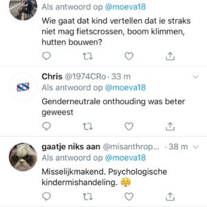 Henry van Loon Instagram - Hahahaha, ons kind mag zelf bepalen of het een jurk aan wil. Of het een roze jas of een blauwe trui aan wil, of op ballet of voetbal wil, that’s all. Zo ben ik zelf overigens ook opgevoed. Maar aangezien mensen hier al van gaan steigeren, ik besef me dat ik me over een aantal zaken nooit heb uitgesproken. Bij deze: 

Ik ben tegen zwarte Piet, 
ik ben pro LGBTQ, 
ik ben tegen racisme, 
ik ben mij bewust van mijn white privilege en ik ben een feminist. 
Nou, als je nu denkt: “Nu vind ik Henry niet meer leuk.” Mooi, breng je kaartjes voor de show maar terug, alles is uitverkocht namelijk en dan kan ik er andere mensen blij mee maken. 👋🏼