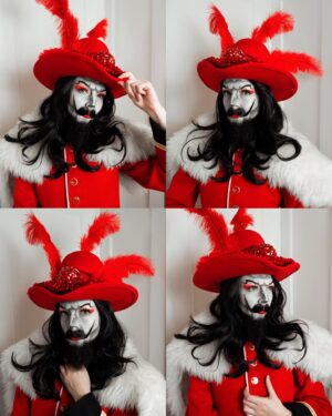 HercuSleaze Instagram - From Dr. Seuss’ The 500 Hats of Bartholomew Cubbins, I present King Derwin!🔺👑🔺This book is one of Seuss’ lesser knowns because it’s kinda violent and there’s no moral in the end, but I remember it fondly from my childhood because I loved the progressively fancier hats!! It was published in 1938 and this look is the closest thing I’ll do to a pop culture reference lol

🔺Hat by me
📸 by me

#dragking #dragkings #dragartist #malecontour #maleillusionist #dragkingmakeup #femmeking #localdrag #montrealdrag #dragmtl #canadiandragking #canadiandrag #instadrag #dragphotography #androgynous #genderbender  #queerart  #dragkingsofinstagram #dragkingvisibility #alldragisvalid #canadianmua #drseuss #drseusscostume #bartholomewcubbins #redhat