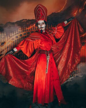HercuSleaze Instagram - Category is BURN BABY BURN 🔥 -episode 5 of Call Me Mother 📺 No one has told more gays they’re gonna burn in hell than the Catholic Church so I’m wearing my best papal attire to usher y’all through the fiery gates 🔥🌋🔥The concept and design for this look was a collaboration between myself and @daniellefagendesigns and the construction was done by Danielle and @k4tka. They put so much expertise and finesse into creating these individual items, it feels truly incredible to wear such a bespoke garment❤️‍🔥❤️‍🔥❤️‍🔥 Thanks to them for all their hard work making this outfit a reality in such a short period of time! 

📸 Photos and editing by me

#callmemotherseason1 #callmemother #outtv #burnbabyburn #popecostum  #dragking #dragkings #dragartist #bespokedrag  #dragqueen #maleillusion #montrealdrag #dragmtl #canadiandragking #canadiandrag #dragkingvisibility #alldragisvalid
