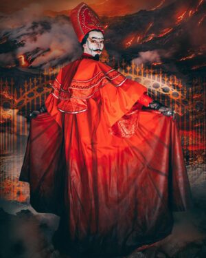HercuSleaze Instagram - Category is BURN BABY BURN 🔥 -episode 5 of Call Me Mother 📺 No one has told more gays they’re gonna burn in hell than the Catholic Church so I’m wearing my best papal attire to usher y’all through the fiery gates 🔥🌋🔥The concept and design for this look was a collaboration between myself and @daniellefagendesigns and the construction was done by Danielle and @k4tka. They put so much expertise and finesse into creating these individual items, it feels truly incredible to wear such a bespoke garment❤️‍🔥❤️‍🔥❤️‍🔥 Thanks to them for all their hard work making this outfit a reality in such a short period of time! 

📸 Photos and editing by me

#callmemotherseason1 #callmemother #outtv #burnbabyburn #popecostum  #dragking #dragkings #dragartist #bespokedrag  #dragqueen #maleillusion #montrealdrag #dragmtl #canadiandragking #canadiandrag #dragkingvisibility #alldragisvalid
