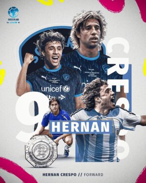 Hernán Crespo Instagram - Welcome to the Soccer Aid World XI, Hernán Crespo! 🇦🇷 

Don't miss out! Ticket link in @socceraid bio. ⤴️