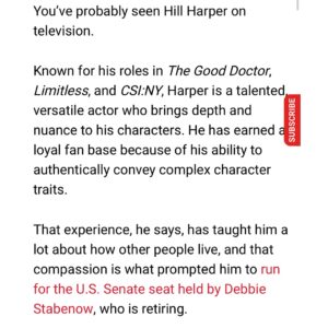 Hill Harper Instagram - Excited to share my journey and vision for Michigan in this Metro Times article. My commitment to empathy, advocacy, and progressive values drives me every day. Let’s build a brighter future together! Read more, join the movement, and donate by clicking the link in my bio. #HillHarperForSenate #ProgressiveValues #EmpathyInAction