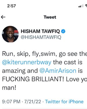 Hisham Tawfiq Instagram - Surprised my brother @amirarison at opening night of “The Kite Runner” Phenomenal Performance 🙌🏿🙌🏿🙌🏿🙌🏿!!! #thekiterunner #theblacklist