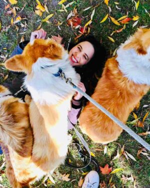 Holly Deveaux Instagram - Happily drowning in corgis on set, please don’t send help 🐶 🎥 📸