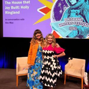 Holly Ringland Instagram - Knowing that I was going to finish 4 months of touring with a final event in my home state at @briswritersfest felt so sweet and so good that as it drew closer, I started to let myself romanticise about the high I wanted to end on. Beautiful audience? Check. Wonderful host? Check. Great venue? The State Library of Queensland - check, check, check. What did I not envisage for myself in my concluding hour of glory? Sitting on stage and gagging for the first time ever as I read aloud from my own book (words I wrote and have read over countless times before) about what dung beetles rolling the shit of other animals can teach us about our own creative processes. But there I was. Gagging and giggling and gasping for air as I read about these little beetles who not only need shit to survive but also navigate by the stars through said shit. And, of course, Sam caught the precise moment on camera. I realised afterwards It was obviously a perfect conclusion to this utterly extraordinary, exhausting time. 

To the Meanjin/Brisbane crowd who joined us, you were such a delight and filled my heart. Thank you so much for coming. Thank you @becmacstudio for hosting our conversation with such kindness, generosity, energy and wonderful questions. To all the festival staff, volunteers and booksellers, thank you so much for taking care of us. And to everyone who waited in the signing line and were so lovely, kind and supportive, you’re a sky full of stars. It is an incredible thing to write a book, have it published and meet the readers to whom it matters. The power of it will never wear off for me.

🪲💩🌟