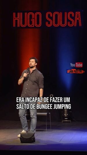 Hugo Sousa Instagram - Bungee jumping. Espetáculo completo “Lado Positivo” no Youtube! #humor #hugosousa #ladopositivo #rir #standupcomedy #bungeejumping