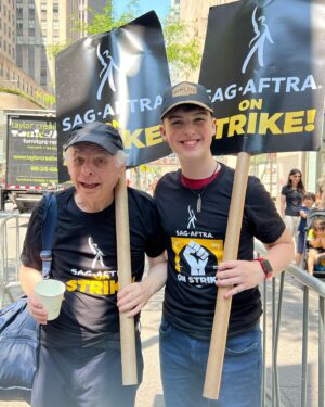 Iain Armitage Instagram - Got some steps in this morning with my good friend Mr Wally Shawn. #sagaftra #sagaftrastrong #sagaftrastrike