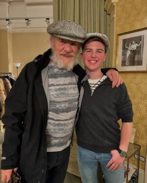 Iain Armitage Instagram - I got to see this incredible production TWICE in London! Ian McKellen was the best Falstaff I could ever imagine. When I went back to see him after the show, I complimented his cap and he gave it to me! And check out his jacket! Literally 🔥