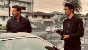Ian Anthony Dale Instagram - Once upon a time in Honolulu. #BTS #H50 1010. Me and @paullacovara preparing to wreak havoc. Photo credit @staygoldcarter #stunts #h50stunts #stuntdouble #onceuponatimeinhollywood