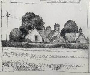 Ian McQue Instagram - Tight little drawing of a farmhouse up the road. Sometimes little and tight is just what you need. 
#little #tight #missus