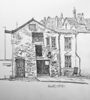 Ian McQue Instagram - little #Fowey sketch 
#Cornwall #✏️#📕