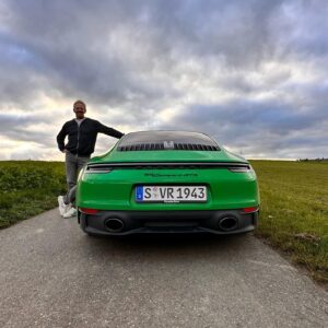Ian Ziering Instagram - Spent an afternoon in a rented Python Green Porsche 911 Carrera GTS when I was in Germany last week. Drove a 150 mile loop from the Porsche museum through the Black Forest to Baden Baden. The loop included bursts of ridiculous triple digit speed on the autobahn, interspersed with twisty forest roads and farmland straight aways. My buddy Dave and I giggled through each and every G-force that pressed us into our seat. Truly a bucket list item checked off! #porsche #bucketlist #bestfriends