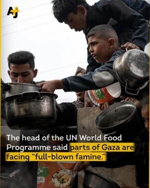 Ibram X. Kendi Instagram - As catastrophic as Israeli forces dropping bombs that instantly wipe out families has been Israeli forces (and settlers) slowly starving to death countless Palestinian children and adults who somehow survive the bombs. Creating a full-blown famine in Gaza can never be justified as self-defense. Creating a full-blown famine in Gaza is indisputably a genocidal action.

Source: @ajplus