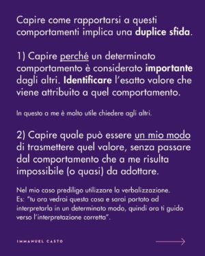 Immanuel Casto Instagram - Riflessioni personali sul rapporto tra caratteristiche immodificabili e aspettative sociali.

Per quanto il post sia sviluppato sul tema della neurodivergenza, può forse essere generalizzato a tutte le caratteristiche che una persona ha la consapevolezza di non poter cambiare.

#neurodivergent #autismo #masking #neurodiversity