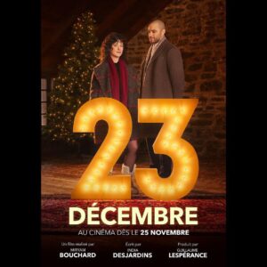 India Desjardins Instagram - Je vous présente quelques personnages de #23décembrelefilm dans ces premières affiches ! ✨

🎇Elsa et David 
(Virginie Fortin et Sacha Charles)

Elsa est célibataire et très heureuse comme ça (sauf une fois… à Noël!) et David est son ami d'enfance, qui habite maintenant à Londres, sur qui elle avait un kick à 9 ans. 

🦃Marie-France et Normand
(Guylaine Tremblay et Michel Barrette)

Marie-France tente d'organiser un Noël parfait pour sa famille pendant que son mari, Normand, se sent confronté par toutes sortes de réalités sociales qui bousculent ses traditions.

🤰🏻🚞🙋🏻‍♂️Stéphanie et Alex
(Catherine Brunet et François Arnaud)

Des amoureux très complices qui attendent leur premier enfant réalisent que leur vie va bientôt changer.

👩🏻‍💼🐾🧑‍🍳Chloé et Gabrielle
(Bianca Gervais et Christine Beaulieu)

L’une est directrice du château Frontenac, l’autre en est la chef de cuisine. Elles ont une grosse soirée à organiser alors que leur vie personnelle déborde. 

💿Antoine et Jessica 
(Stéphane Rousseau et Catherine Souffront)

Antoine est un chanteur qui lance un album de Noël et dont la relationniste de presse lui organise une tournée de promo à Montréal et Québec.

🪅La journée de l'avant-veille de Noël, leurs destins s'entremêleront!

 🍿Au cinéma dès le 25 novembre!

P.S. Un petit mot sur ces actrices et acteurs extraordinaires… Quel honneur de les voir donner vie à des personnages qui sont restés si longtemps dans ma tête! Chacun.e ajoute sa touche personnelle et j’adore tout! ♥️

Réalisé par @bouchardmiryam 
Produit par @guillaume_lesperance
