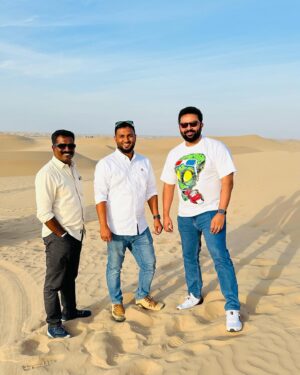 Indrajith Sukumaran Instagram - A sunset evening in the desert with these lovely people! ❤️

@sand_gazelles