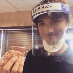 Isaac Hempstead-Wright Instagram - Very glad to see the visors helping out Maidstone Community Nursing Team! We have spent the day at @speedscreen_ assembling more for lots of different teams across the UK. 
Note to self: remember to remove visor when eating a sandwich. #stayathome #protectthenhs #savelives