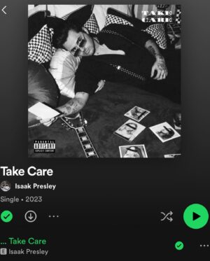 Isaak Presley Instagram - My first single “Take Care” dropped today on all platforms. Be sure to click the link in my bio & play tf outta it 🖤🖤
