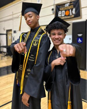 Isaiah Russell-Bailey Instagram - How it’s going vs How it started (3rd pic is from my 8th grade graduation)🎓

#ShakaAndMazzi #Classof2023 #Graduation