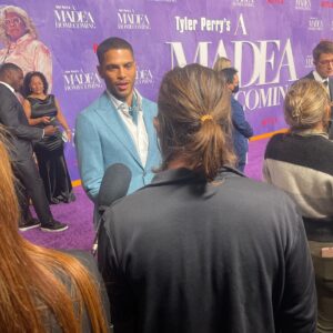 Isha Blaaker Instagram - Lead role in a worldwide Netflix  feature film ✅

Thank you so much @tylerperry for this opportunity. It was an honor.

@bblack Our first time on the big screen. We did it brother. From start to end we were there together. Here’s to so many more to come 🍸

@AmadeaHomecoming #Premiere

#Suit  @canali 
#Scarf @canali 
#shoes @magnanni 

#MUA @catwron 

#Styling: 
@mr_baldwinstyle
@courtney.arringtonbaldwin

Tailoring: 
@modernstitchtailoring