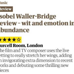 Isobel Waller-Bridge Instagram - Thank you to the @guardian for these words❣️

I wanted to say a big thank you to @bengiunsal and @southbankcentre for kindly inviting me

Thank you to musicians @johnwaugh @richjonesviola @max_baillie_ @klaraschumann @willharvey1 for joining me on stage, and for their artistry 

Tickets sold out, so playing to a full house was special. Thank you to everyone who came to listen! 

For anyone who would like to read it - the full review is here:
https://amp.theguardian.com/music/2023/feb/06/isobel-waller-bridge-review-wit-and-emotion-in-abundance
